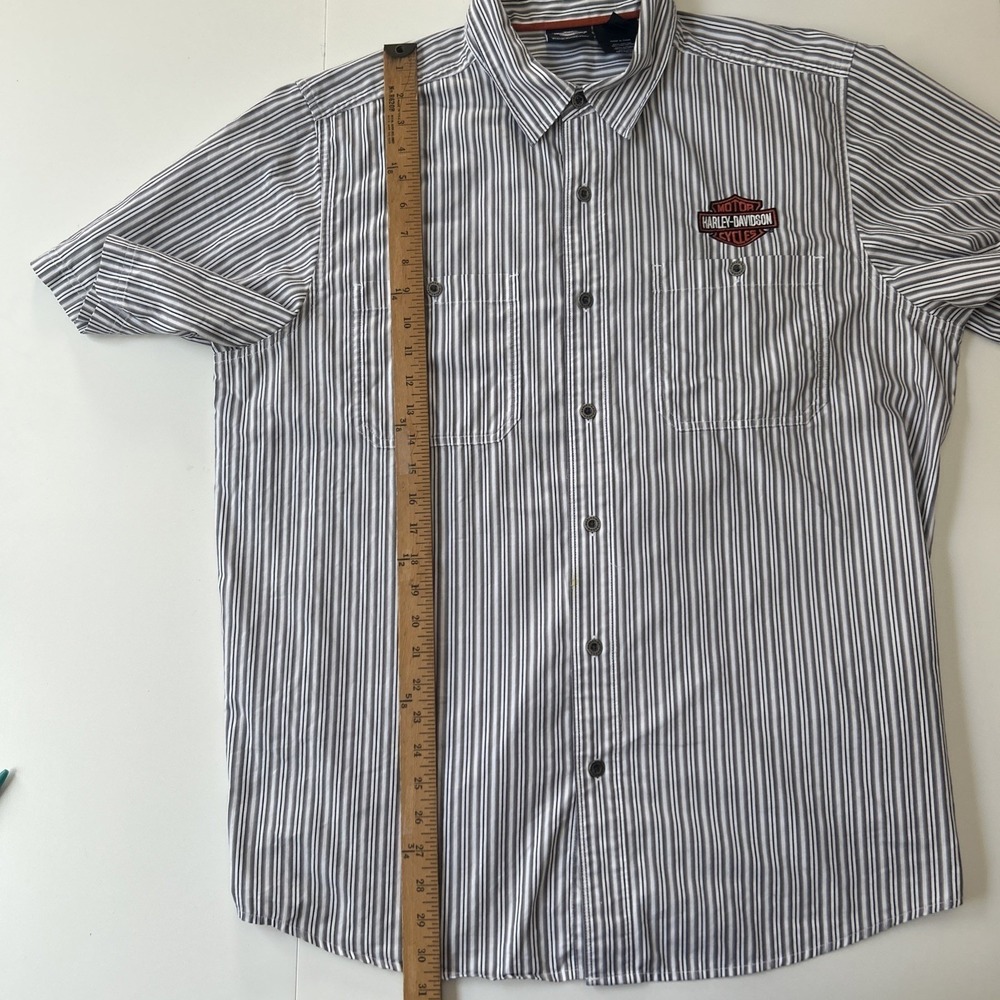 Harley Davidson Men's Black White Striped Button-Down Shirt Embroidered XL - Picture 11 of 11
